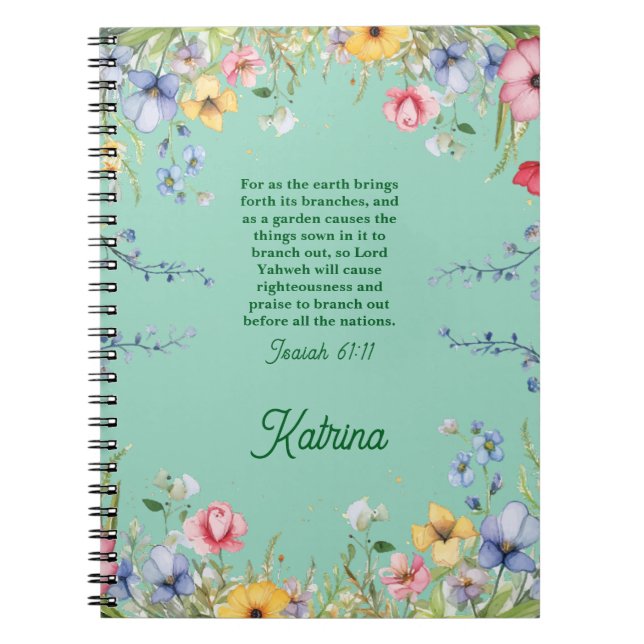 Caderno Espiral Bíblia de Jardim de Flores Selvagens primavera Ver (Frente)