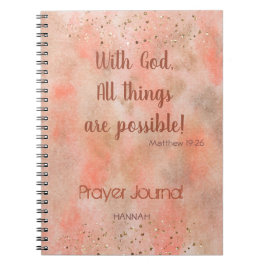 Caderno Espiral Bíblia de Mist Dourada de Coral Verso Oração Perso