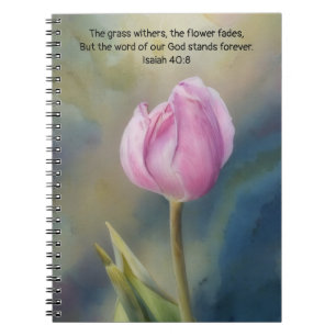 Caderno Espiral Bíblia de Tulipas Rosa Versa Diário de Oração de F