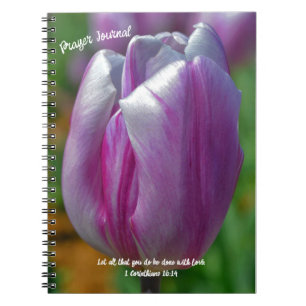 Caderno Espiral Bíblia de Tulipas Roxo Diário de Oração Versa
