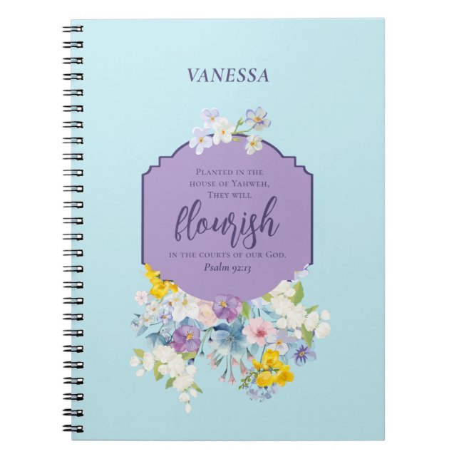 Caderno Espiral Bíblia Floral de Primavera de Aquarela Verso Perso (Frente)