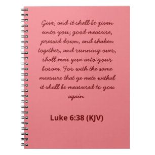 Caderno Espiral Bíblia Verse Dando Dia de os namorados Luke 6:38 (
