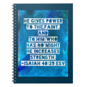 Caderno Espiral Bíblia Verse Isaiah 40:29