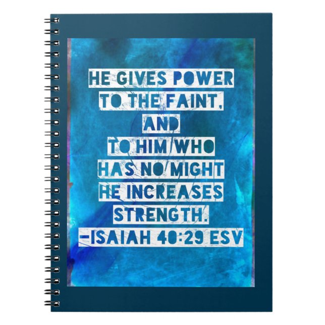 Caderno Espiral Bíblia Verse Isaiah 40:29 (Frente)