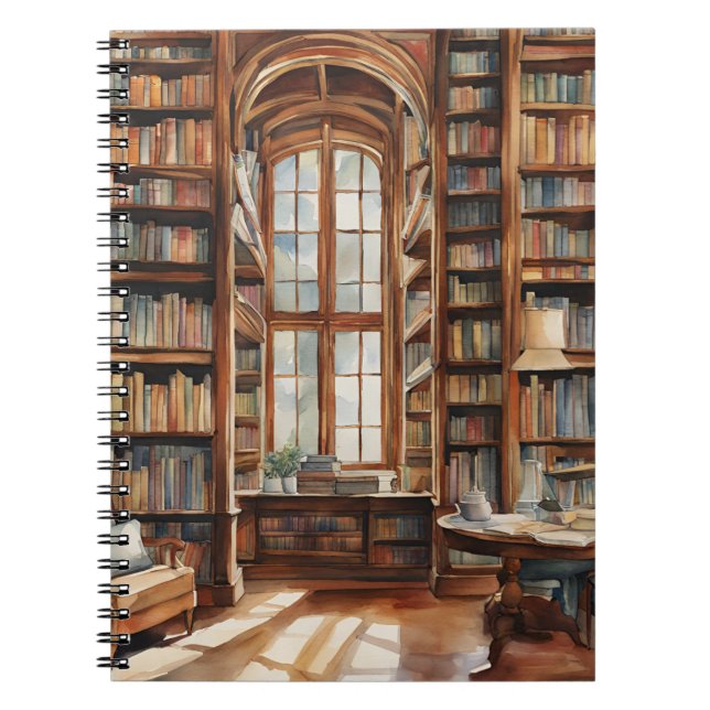Caderno Espiral Biblioteca Cozy Watercolor (Frente)