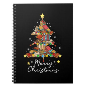 Caderno Espiral Biblioteca de Natal Merry Tree Book Lover Li