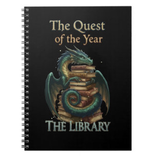 Caderno Espiral Bibliotecária Dragão de Leitura de Fantasia A Bu