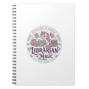 Caderno Espiral Bibliotecário Unicórnio de Magia Gráfico de Produt