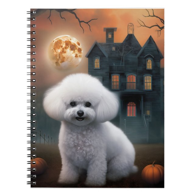Caderno Espiral Bichon Frise Halloween Scary (Frente)