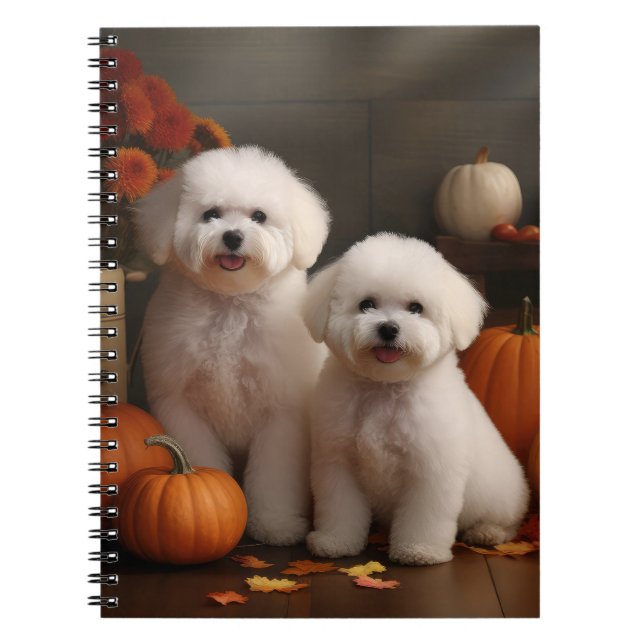 Caderno Espiral Bichon Frise Puppy Autumn Delight Pumpkin (Frente)