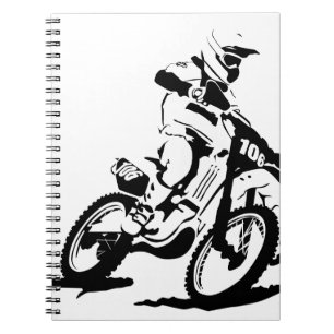 Caderno Espiral Bicicleta e cavaleiro simples de Motorcross