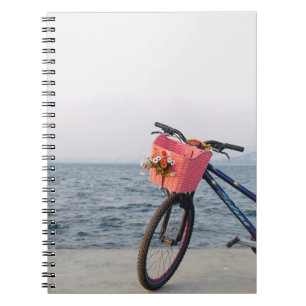 Caderno Espiral Bicicleta negra e azul com cesto