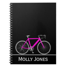 Caderno Espiral Bicicleta Rosa Neon com Nome em Preto