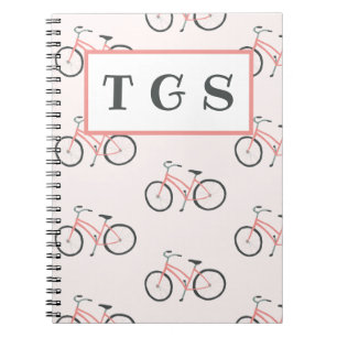Caderno Espiral Bicicleta rosa pálida, encantadora, notebook