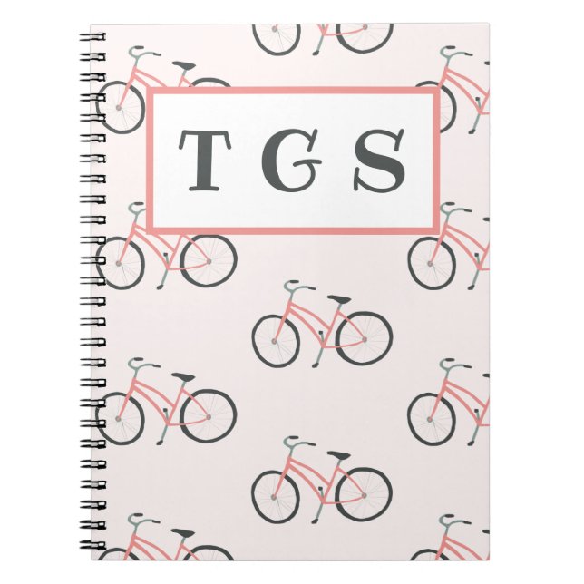 Caderno Espiral Bicicleta rosa pálida, encantadora, notebook (Frente)