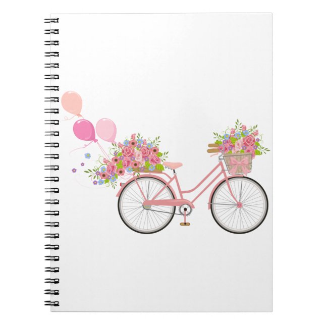 Caderno Espiral Bicicleta Rosa Whimsical (Frente)