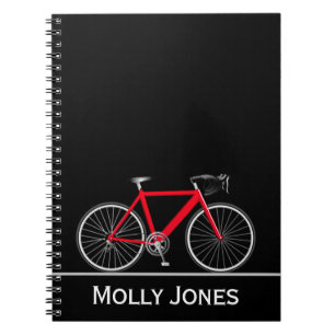 Caderno Espiral Bicicleta Vermelha com Nome em Preto