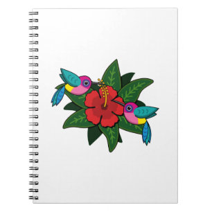 Caderno Espiral Bicicletas bonitas em Hibiscus Flower Cartoon - W