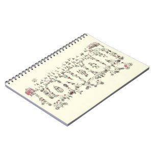 Caderno Espiral Bicicletas em torno de Londres ilustração detalhad