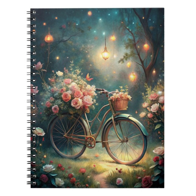 Caderno Espiral Bicycle and Flowers (Frente)