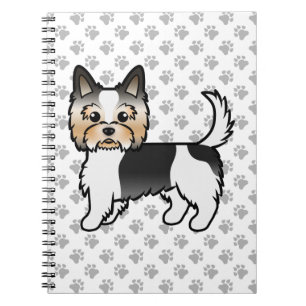 Caderno Espiral Biewer Terrier Cute Cartoon Dog & Paws