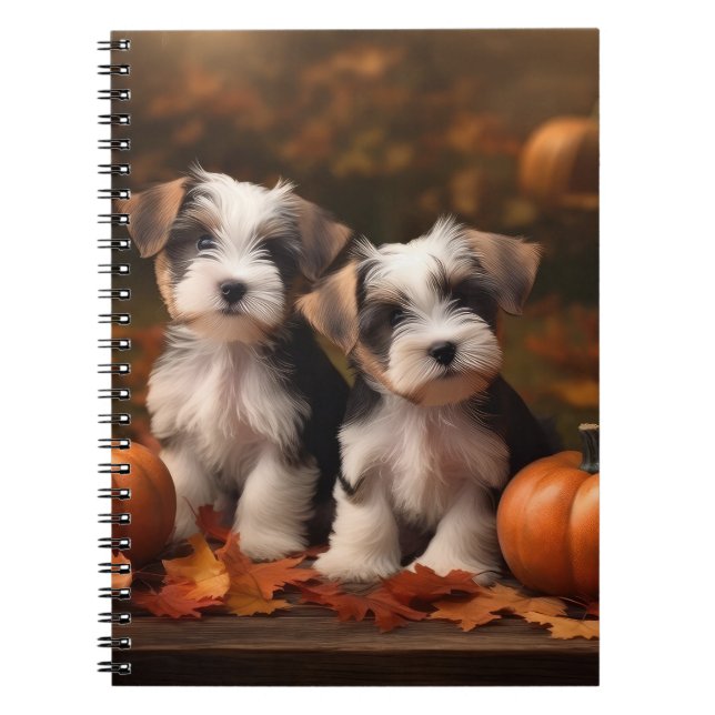 Caderno Espiral Biewer Terrier Puppy Autumn Delight Pumpkin (Frente)