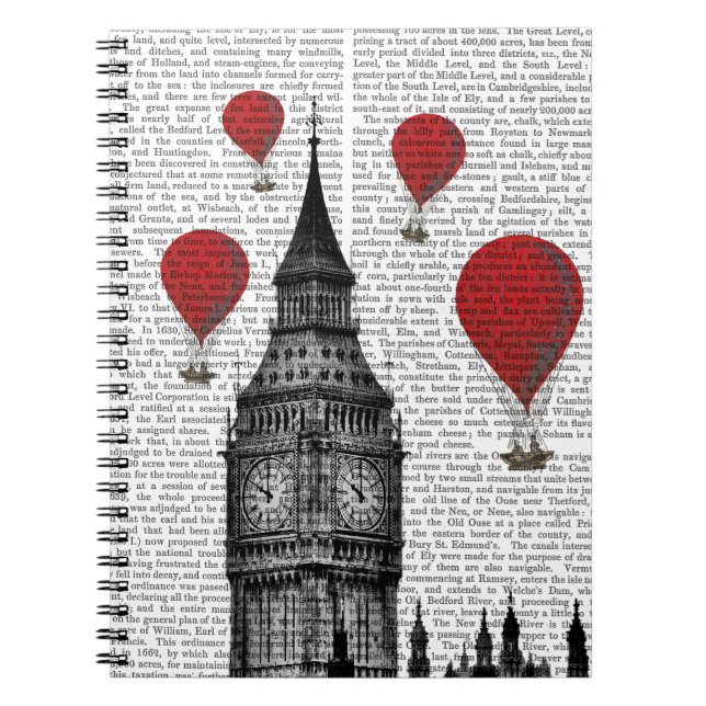 Caderno Espiral Big Ben e Red Hot Air Balloons (Frente)