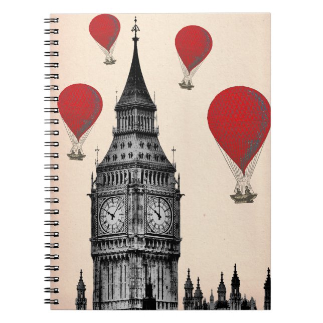Caderno Espiral Big Ben e Red Hot Air Balloons 2 (Frente)