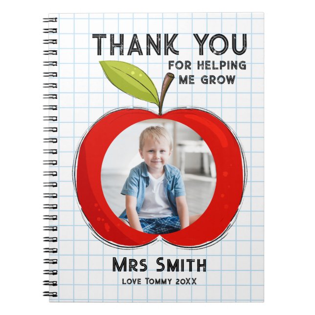 Caderno Espiral Big Red Apple Teacher Thank You Photo Notebook  (Frente)