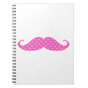 Caderno Espiral Bigode feminino engraçado das bolinhas do rosa