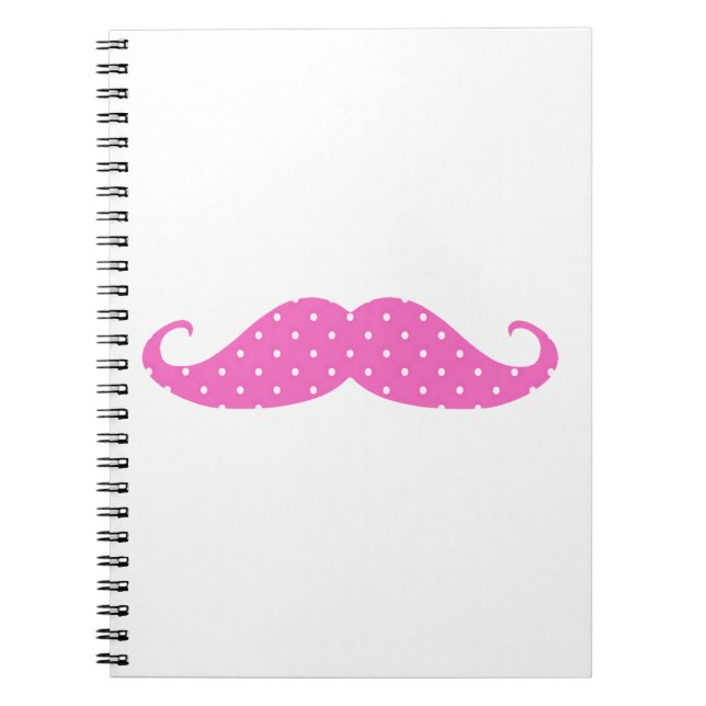 Caderno Espiral Bigode feminino engraçado das bolinhas do rosa (Frente)