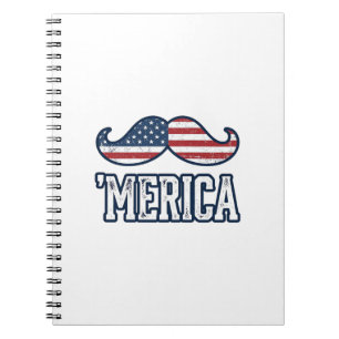 Caderno Espiral Bigode Patriótico América Angustiado Desenho Vetor