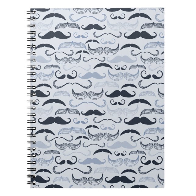 Caderno Espiral Bigodes Azuis de Hipster (Frente)