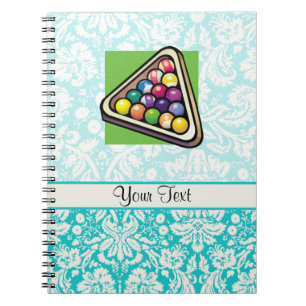 Caderno Espiral Bilhar do damasco da cerceta