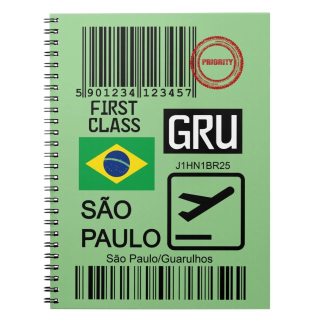 Caderno Espiral Bilhete de viagem São Paulo (Frente)