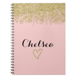 Caderno Espiral Binário em Cascata De rosa Rosa E Dourada Com Larg