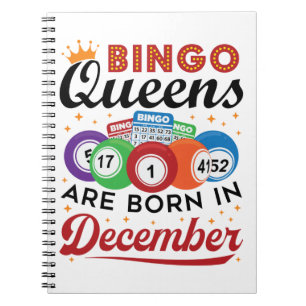 Caderno Espiral Bingo Birthday Bingo Queens São Nasceres em dezemb