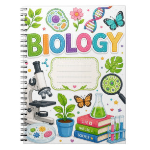Caderno Espiral Biologia Científica Colorida e Fofa Personalizada