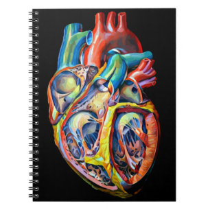 Caderno Espiral biologia do coração humano anatomia abstrato art