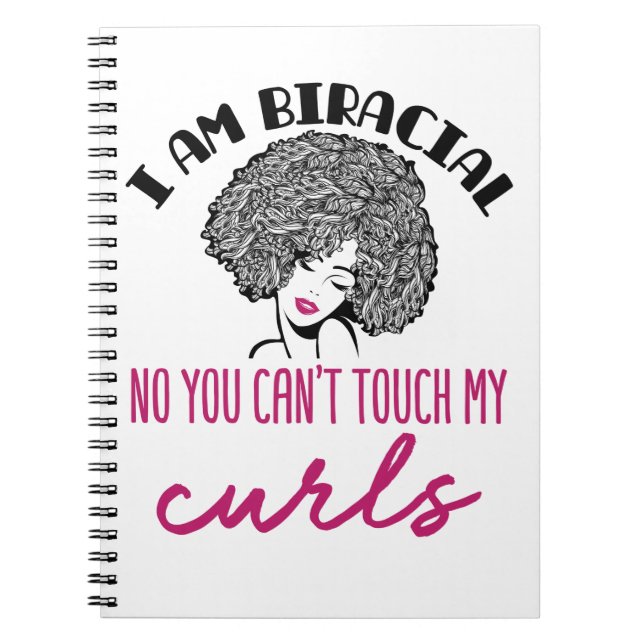 Caderno Espiral Biracial Mixy Girl Curls Engraçadas Mulheres De Ca (Frente)