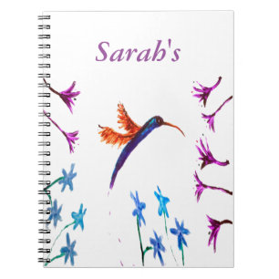 Caderno Espiral Bird Art Floral Hummingbird Personalizado