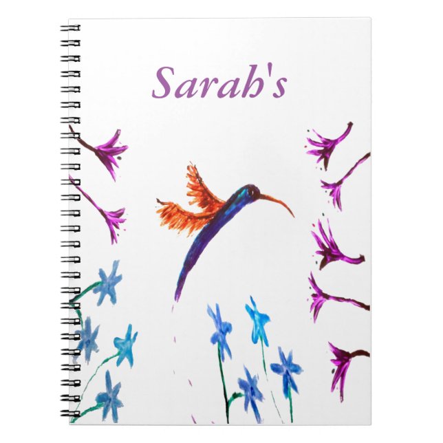 Caderno Espiral Bird Art Floral Hummingbird Personalizado (Frente)