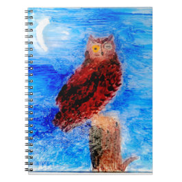 Caderno Espiral Bird Moonlight Owl