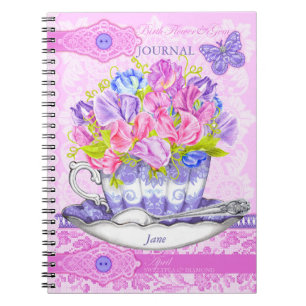 Caderno Espiral Birds Flower e Gem April Lace