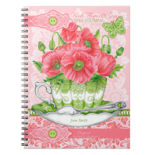 Caderno Espiral Birth Flower e Gem August Lace