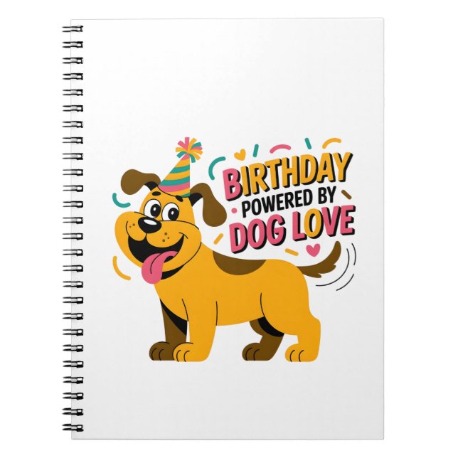 Caderno Espiral Birthday Dog Love Party Illustration (Frente)