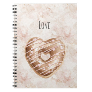 Caderno Espiral Biscoito Coração Rosa Chocolate
