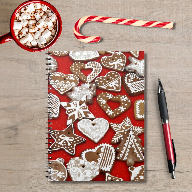 Caderno Espiral Biscoitos de Pão-de-Pão de Natal (Christmas Gingerbread Cookies Notebook)