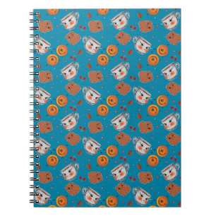 Caderno Espiral Biscoitos, pães: padrão de fundo azul