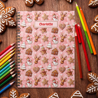 Caderno Espiral Biscoitos Pão-Genga Vermelho Natal